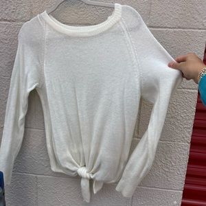 Oliviaceous White tie sweater